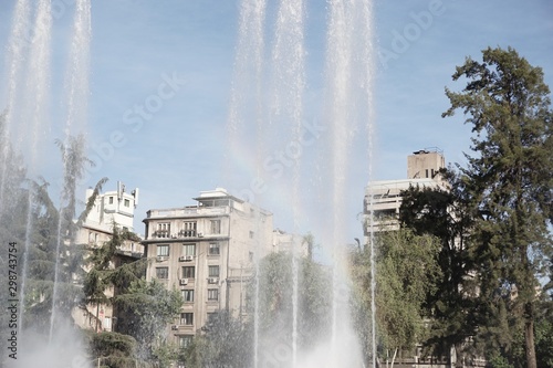 Water fountain with rainbow