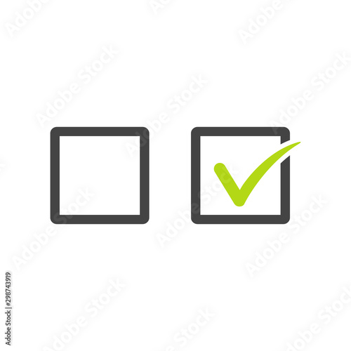 Check uncheck concept, Checkbox set with blank and checked checkbox line art vector icon for apps and websites. Stock Vector illustration isolated on white background.