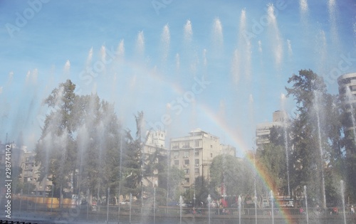 Water fountain with rainbow