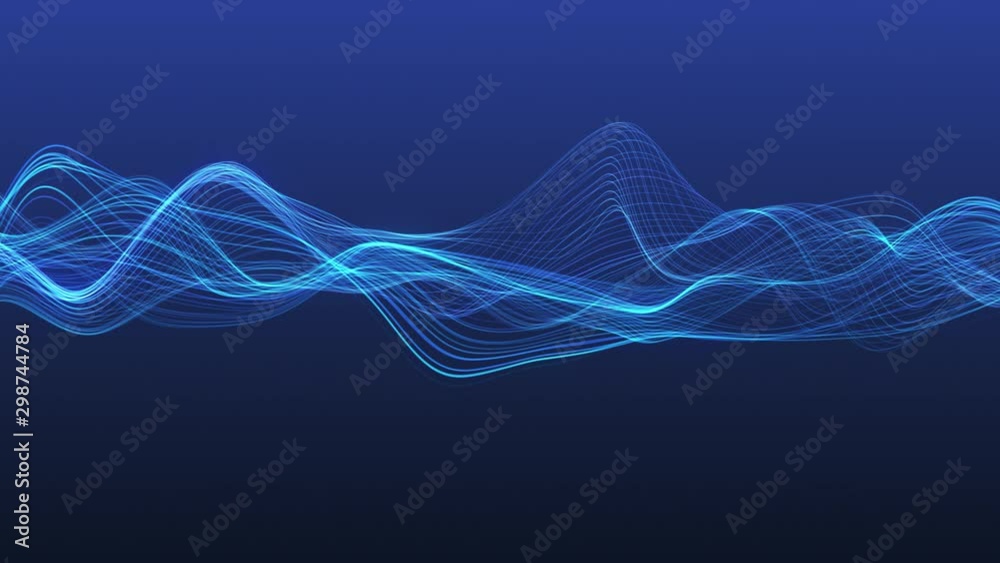 4K video. Lines abstract. Looped animation. Wave pattern. Dotted lines. Neon waves. particles background. Seamless loop. Blue gradient 3840x2160