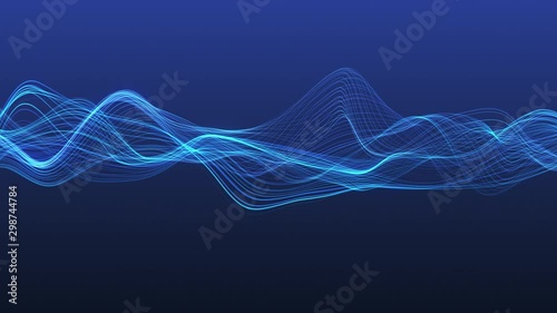 4K video. Lines abstract. Looped animation. Wave pattern. Dotted lines. Neon waves. particles background. Seamless loop. Blue gradient 3840x2160