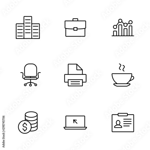 Office outline icons set bussines vector  eps10 line icons web.