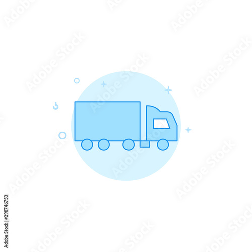 Truck, autotruck flat vector icon. Filled line style. Blue monochrome design. Editable stroke