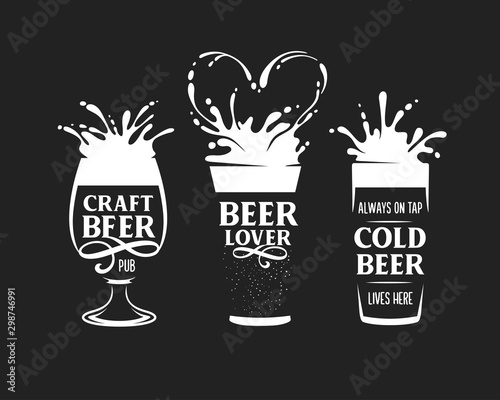 Set of beer related posters. Vector illustration. Fototapet