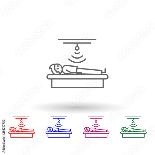 Ultrasound, physiotherapy, man multi color icon. Simple thin line, outline vector of physiotherapy icons for ui and ux, website or mobile application