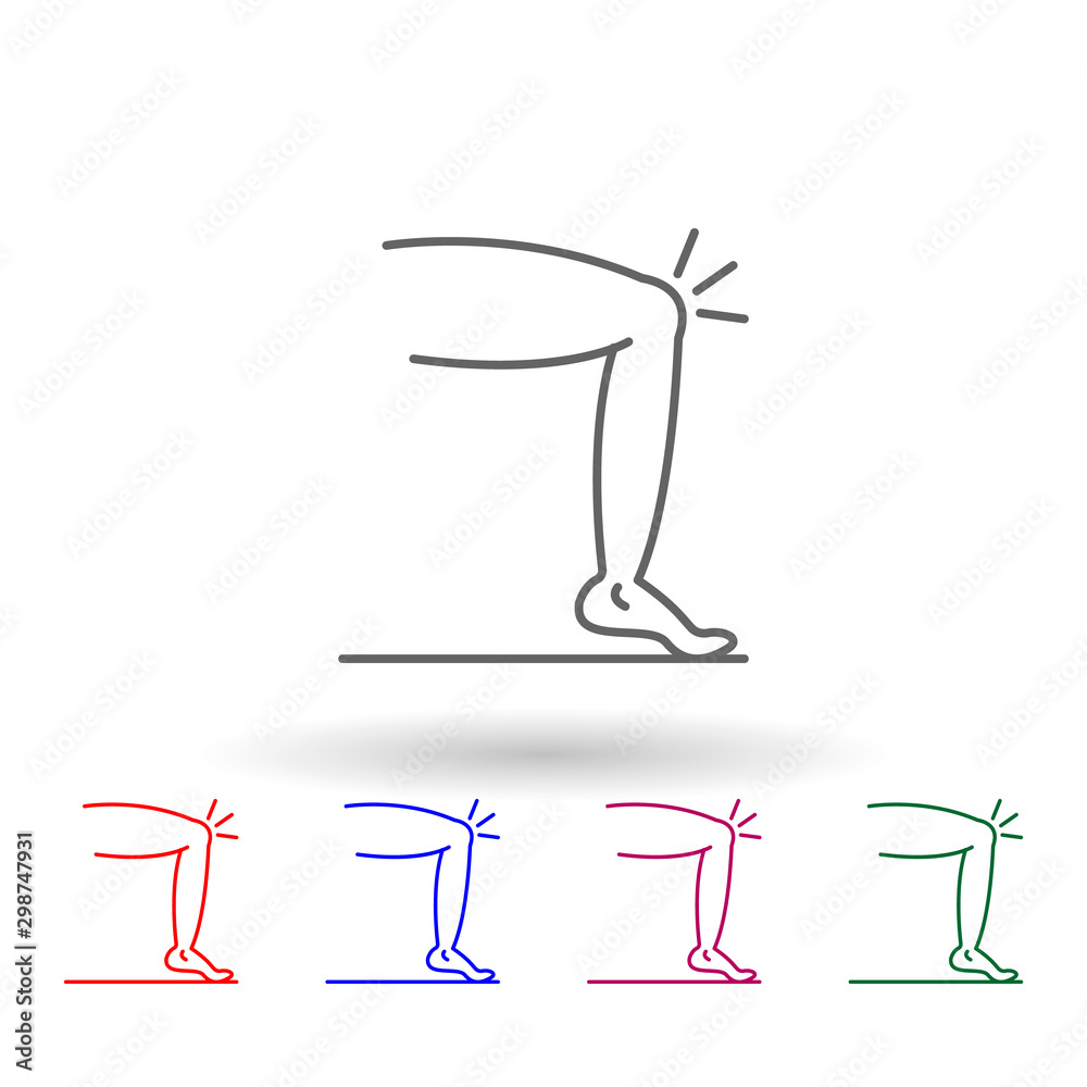 Knee, physiotherapy multi color icon. Simple thin line, outline vector of physiotherapy icons for ui and ux, website or mobile application Knee, physiotherapy multi color icon. Simple thin line, outline vector of physiotherapy icons for ui and ux, website or mobile application