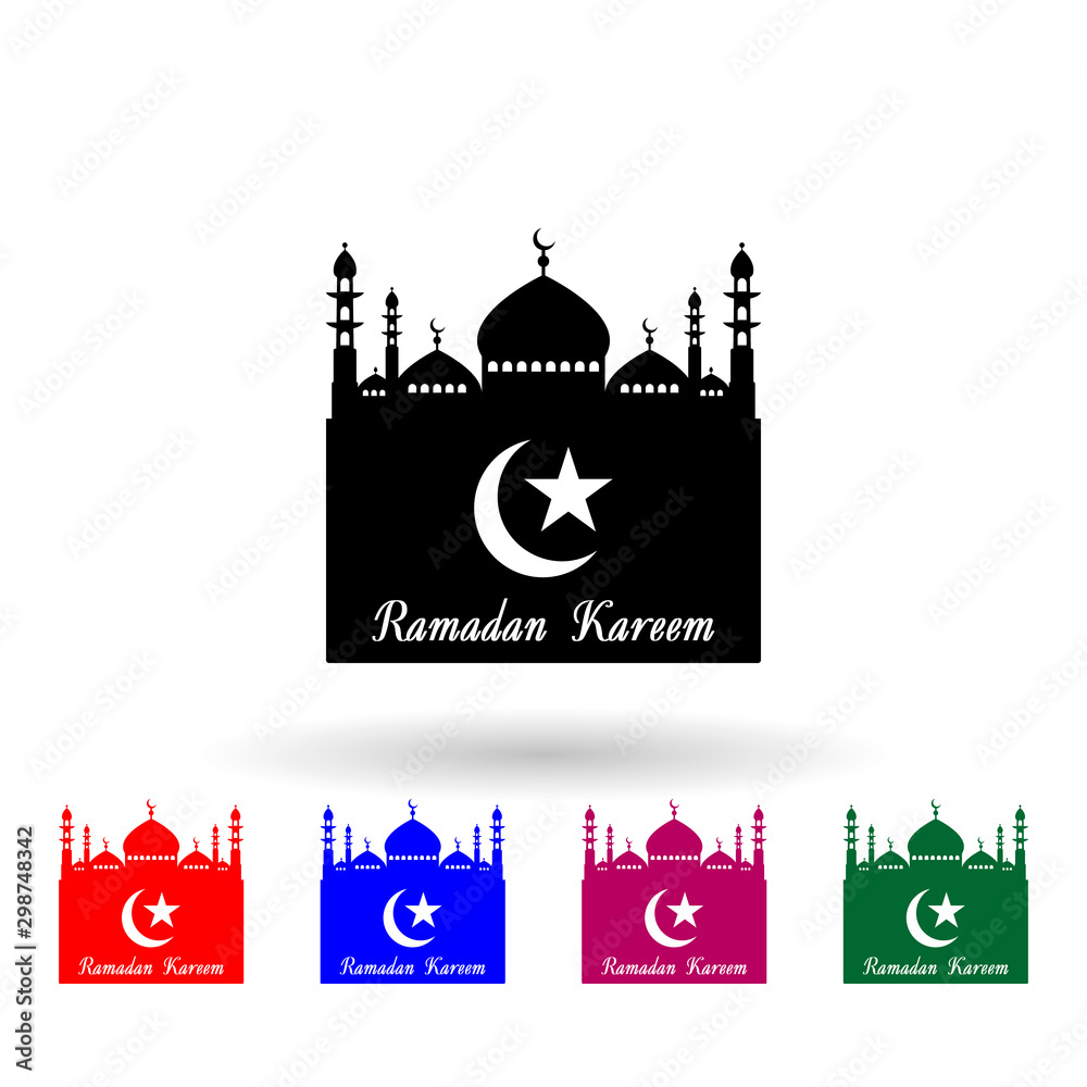 Mosque, ramadan symbol multi color icon. Simple thin line, outline vector of ramadan icons for ui and ux, website or mobile application