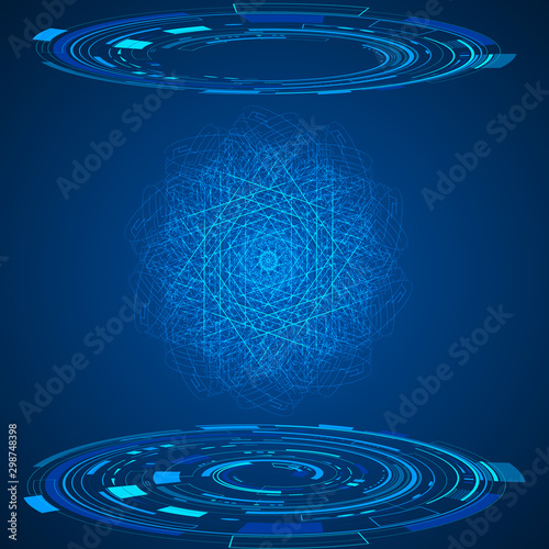 Digital futuristic technology background vector illustration. Global isometric ecosystem. Abstract cyberspace network innovation design. For iot, smarthome connection, web internet of things template