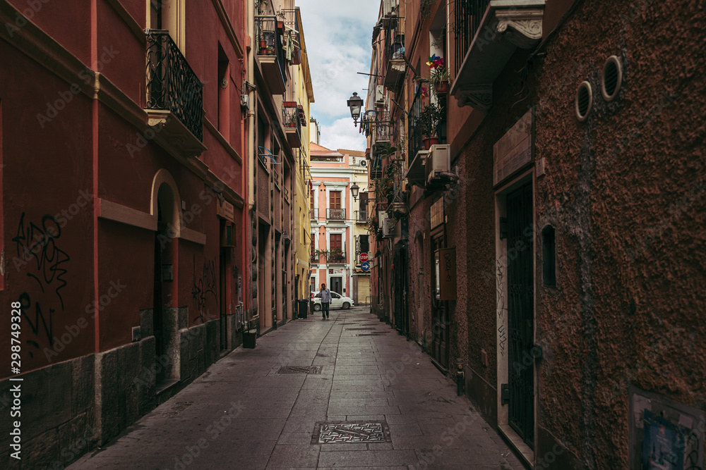 Fototapeta premium CAGLIARI, ITALY /OCTOBER 2019: Street life in the old town