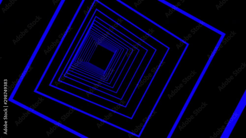 3d tunnel neon light abstract black background 4k
