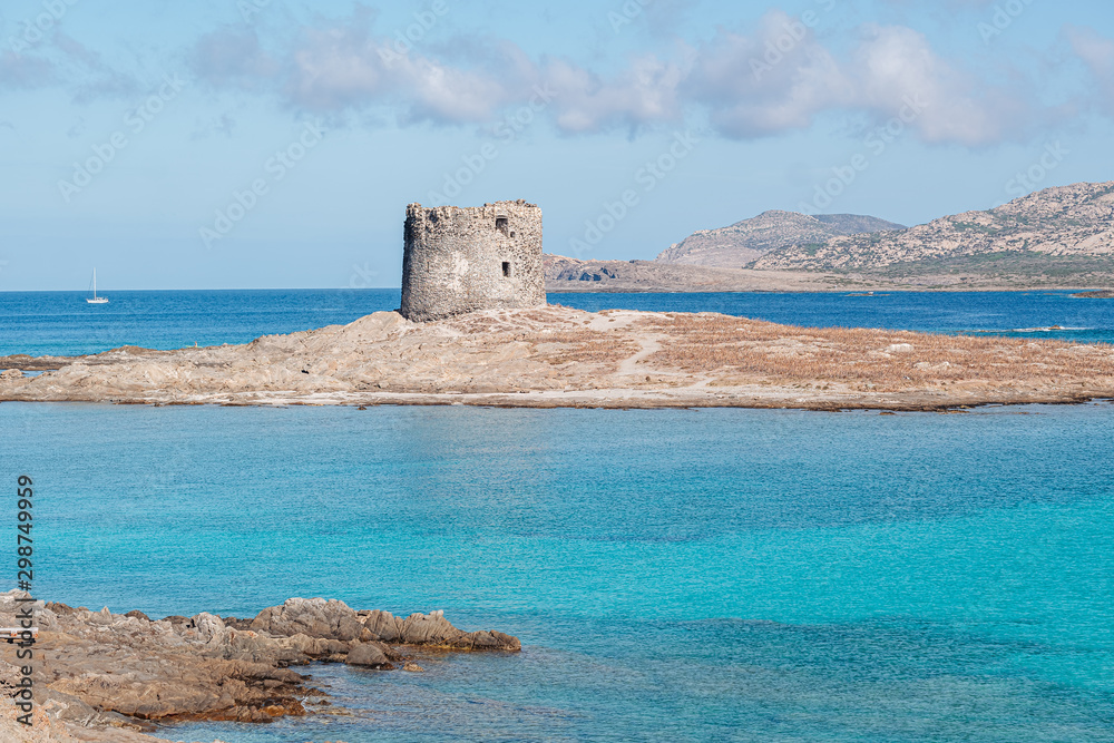 STINTINO, SARDINIA / OCTIBER 2019: View of the wonderful beach by the Asinara island STINTINO, SARDINIA / OCTIBER 2019: View of the wonderful beach by the Asinara island