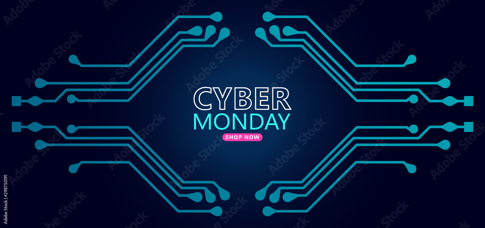 Cyber monday sale with circuit board background. Vector illustration Cyber monday sale with circuit board background. Vector illustration