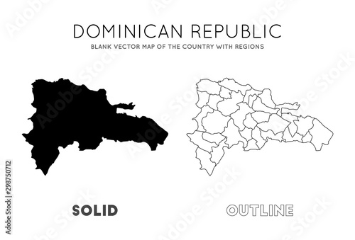 Dominican Republic map. Blank vector map of the country with regions. Borders of the Dominican Republic for your infographic. Vector illustration.