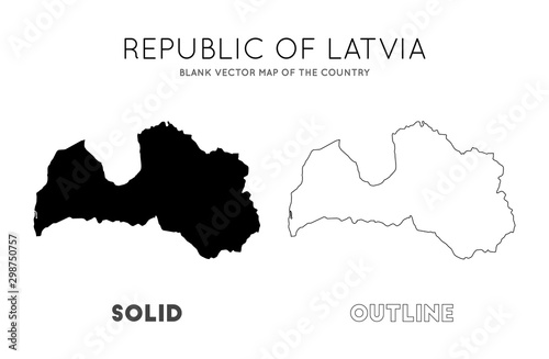 Latvia map. Blank vector map of the country. Borders of Latvia for your infographic. Vector illustration.