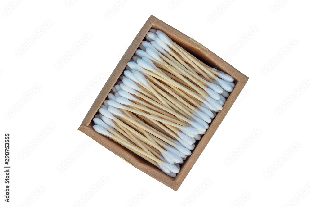 A small cardboard box of recyclable cotton buds A small cardboard box of recyclable cotton buds
