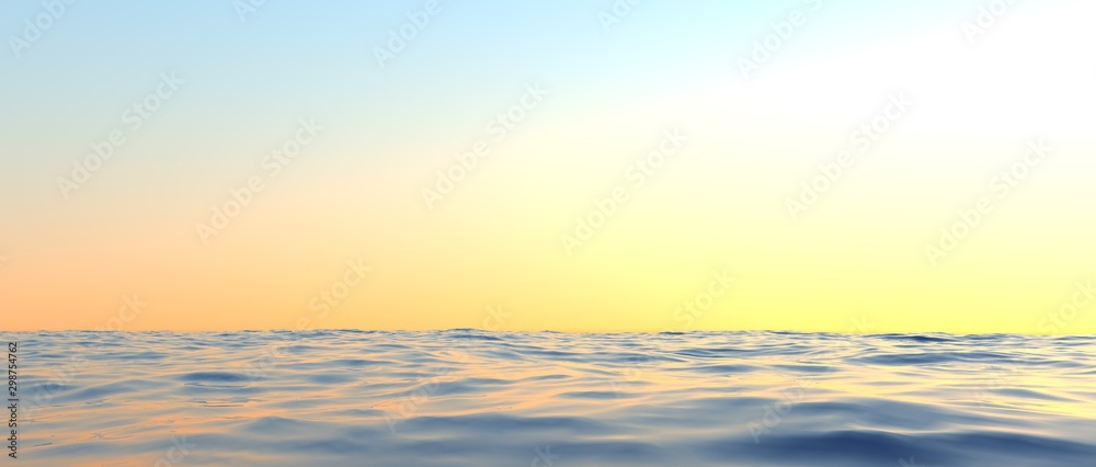Fototapeta Extremely detailed and realistic high resolution 3d illustration of a sunset at the sea