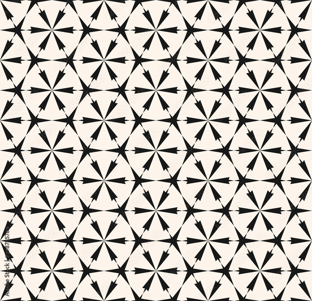 Vector abstract geometric seamless pattern. Black and white floral grid texture Vector abstract geometric seamless pattern. Black and white floral grid texture