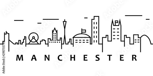 Manchester cityscape illustration. Simple line, outline vector of city landscape icons for ui and ux, website or mobile application on white background