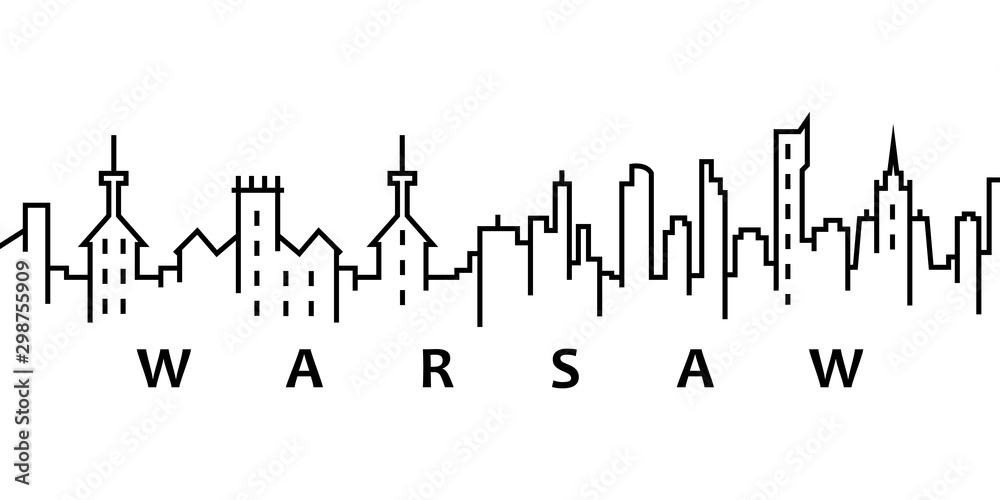 Warsaw cityscape illustration. Simple line, outline vector of city landscape icons for ui and ux, website or mobile application on white background