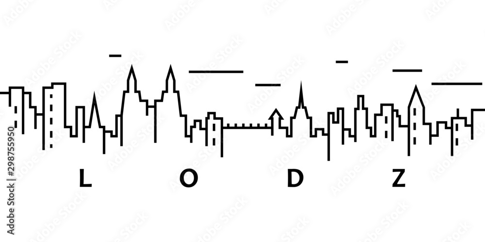 Lodz cityscape illustration. Simple line, outline vector of city landscape icons for ui and ux, website or mobile application on white background