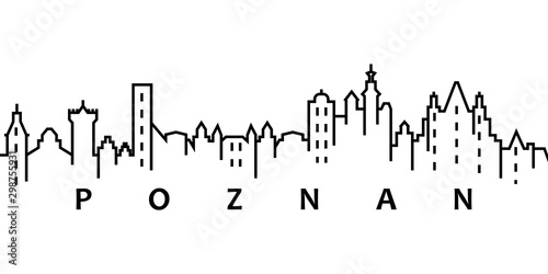 Poznan cityscape illustration. Simple line, outline vector of city landscape icons for ui and ux, website or mobile application on white background