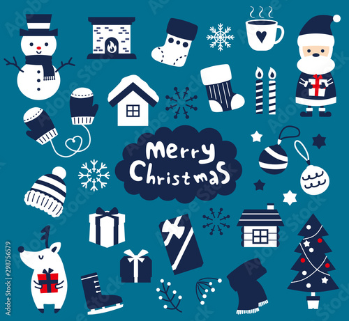 冬　アイコン　セット　クリスマス