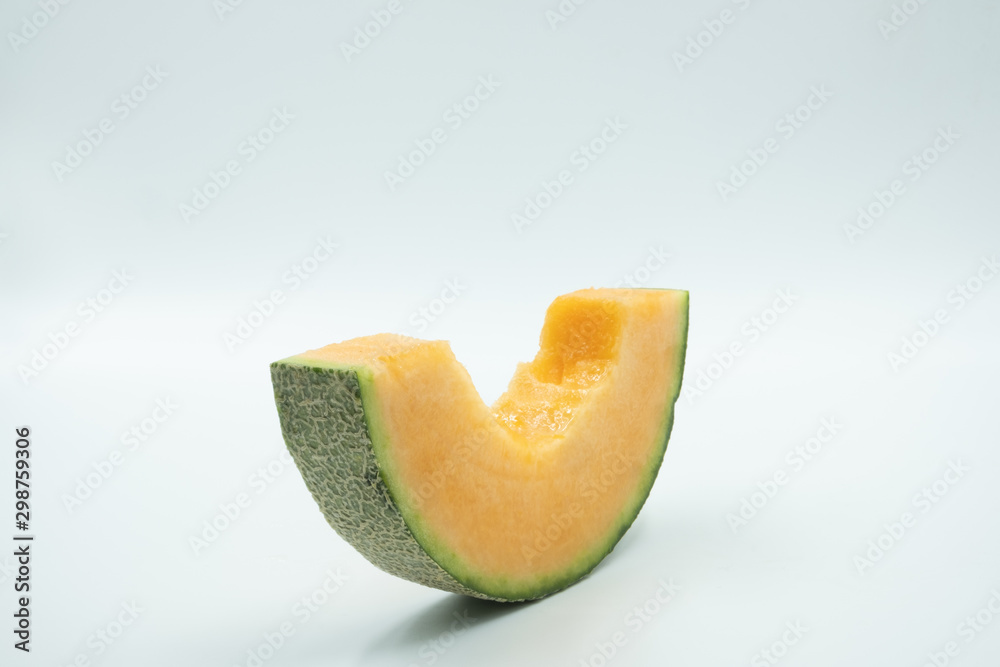 The Slice Sweet Melon Isolated on White Background 