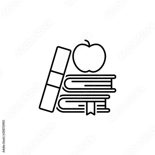 Online learning books apple simple line icon