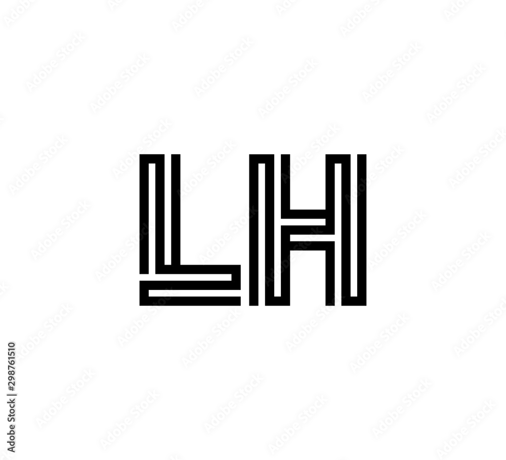 Initial two letter black line shape logo vector LH Initial two letter black line shape logo vector LH