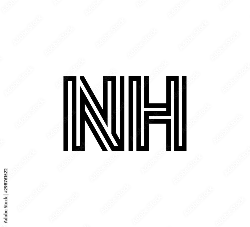 Initial two letter black line shape logo vector NH Initial two letter black line shape logo vector NH