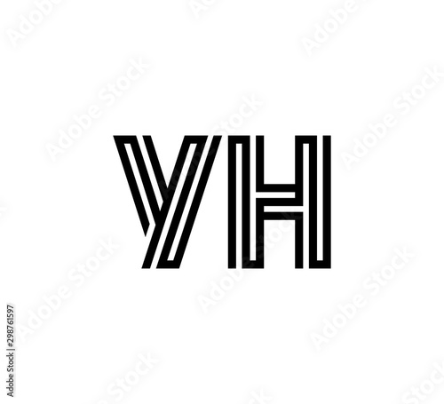 Initial two letter black line shape logo vector YH