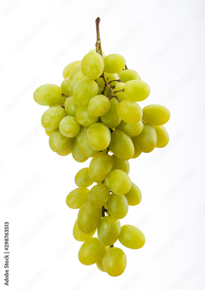 Ripe Green Grapes on White
