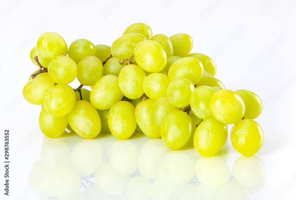 Ripe Green Grapes on White Table