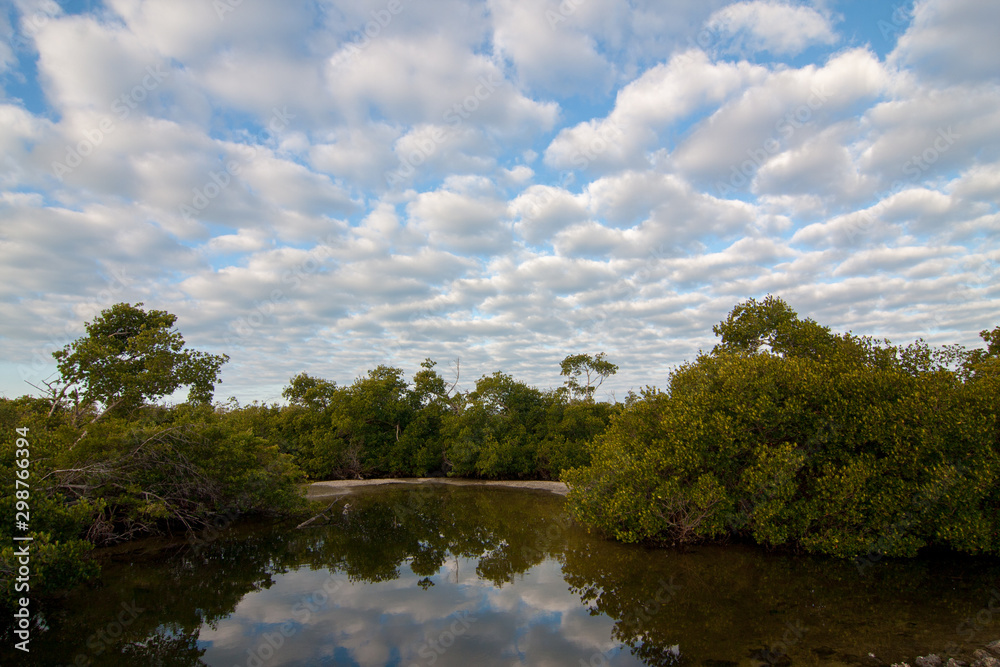 Early moning cloudscape over Ding Darling National Wildlife Refuge on Sanibel Island, Florida in winter.