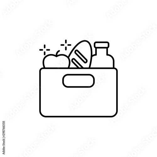 Donation box bread apple bottle icon. Element of no government organisation icon