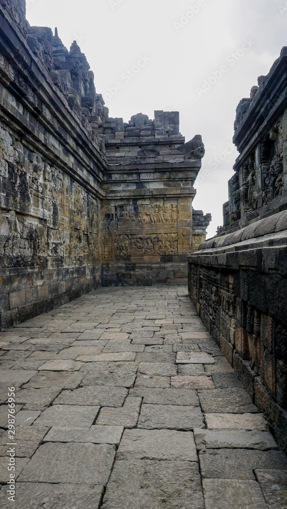 Historical reliefs on the walls of the Borobudur temple