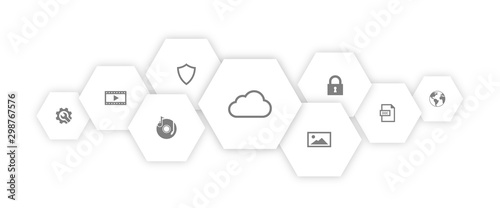 Polygons cloud files icons white