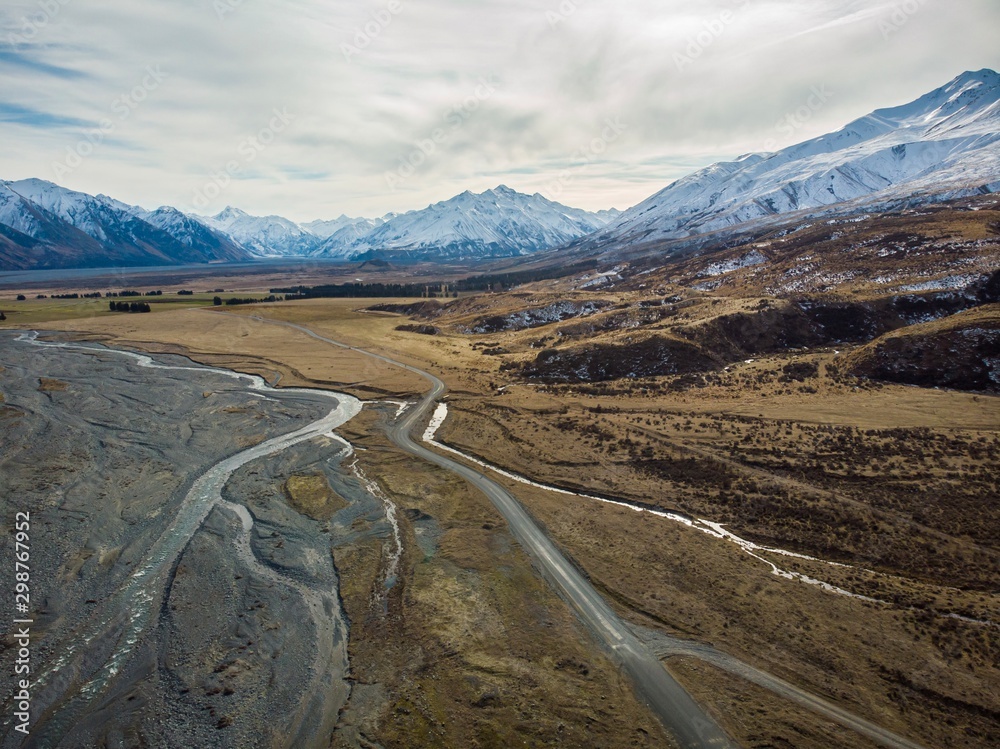 Fototapeta Scenic aerial view of Mount Somers, New Zealand