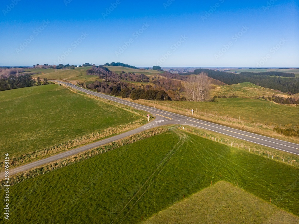 Scenic aerial view of New Zealand farm