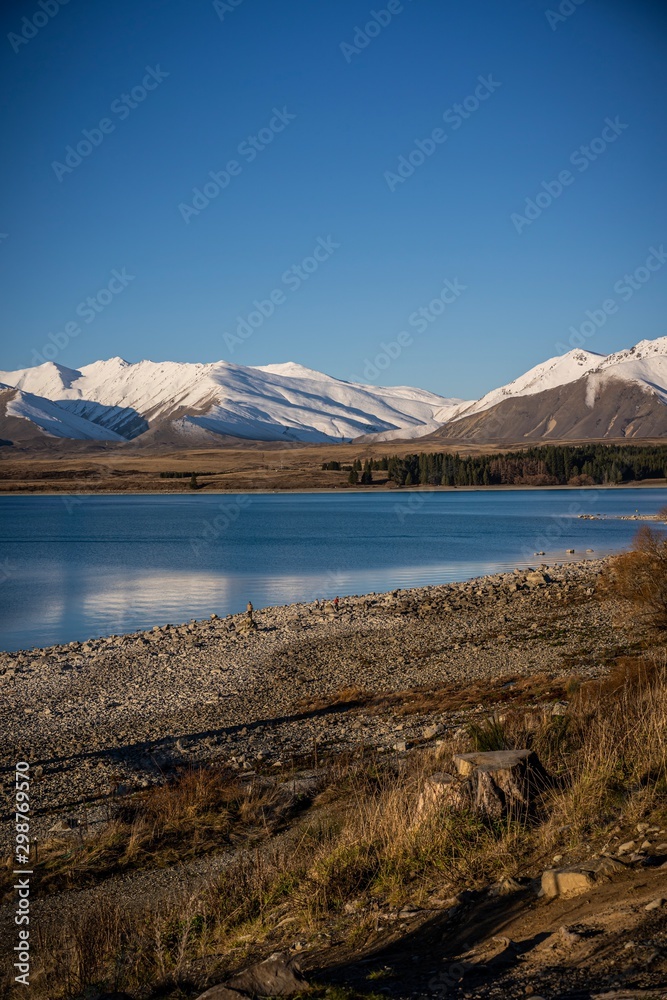Naklejka premium Scenic view of Lake Tekapo, South Island, New Zealand