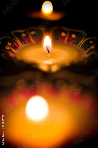 Single Diwali Diya in Focus 