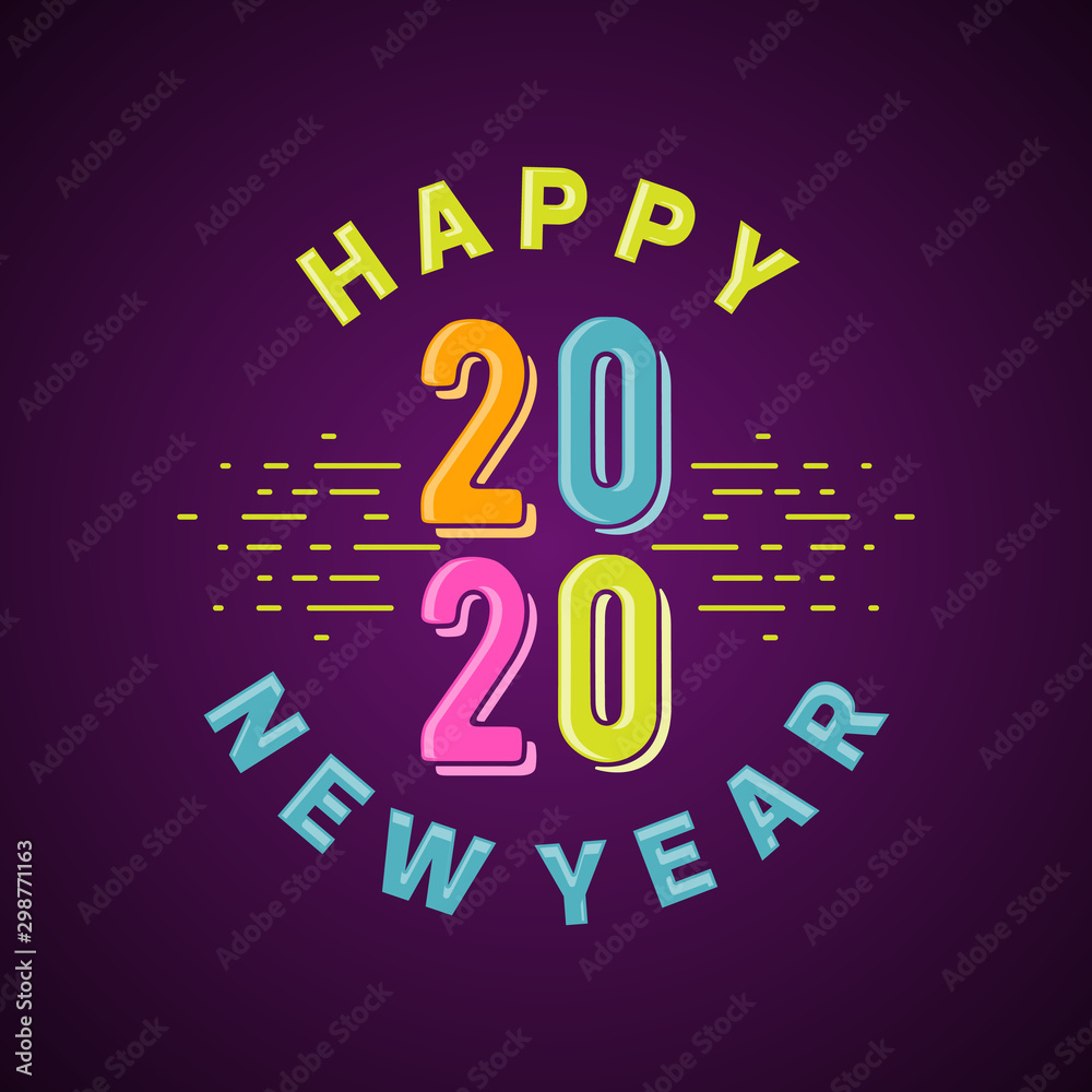 Design emblem letter Happy New Year greeting card or background