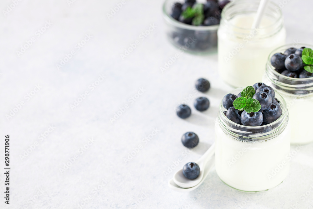 Homemade yogurt with blueberry and mint Homemade yogurt with blueberry and mint