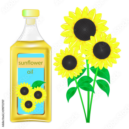 bottle of sunflower oil vector illustration