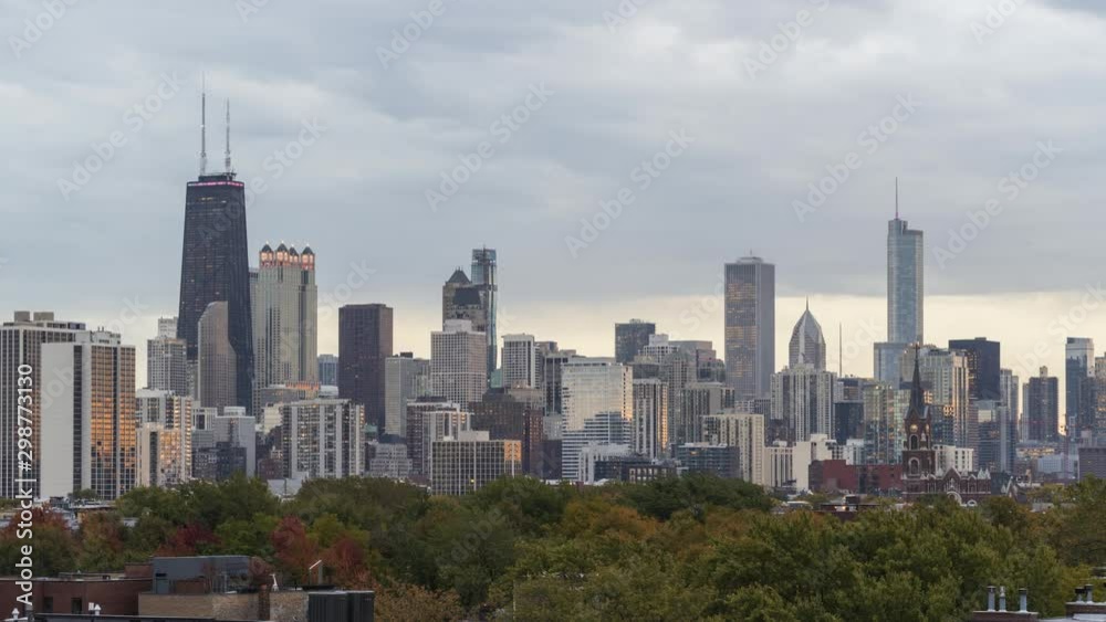Chicago Skyline - Day to Night Time Lapse