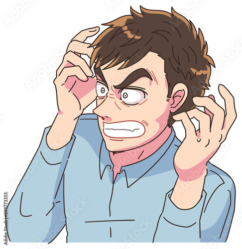 ショック 衝撃 怒り 感情的 男性