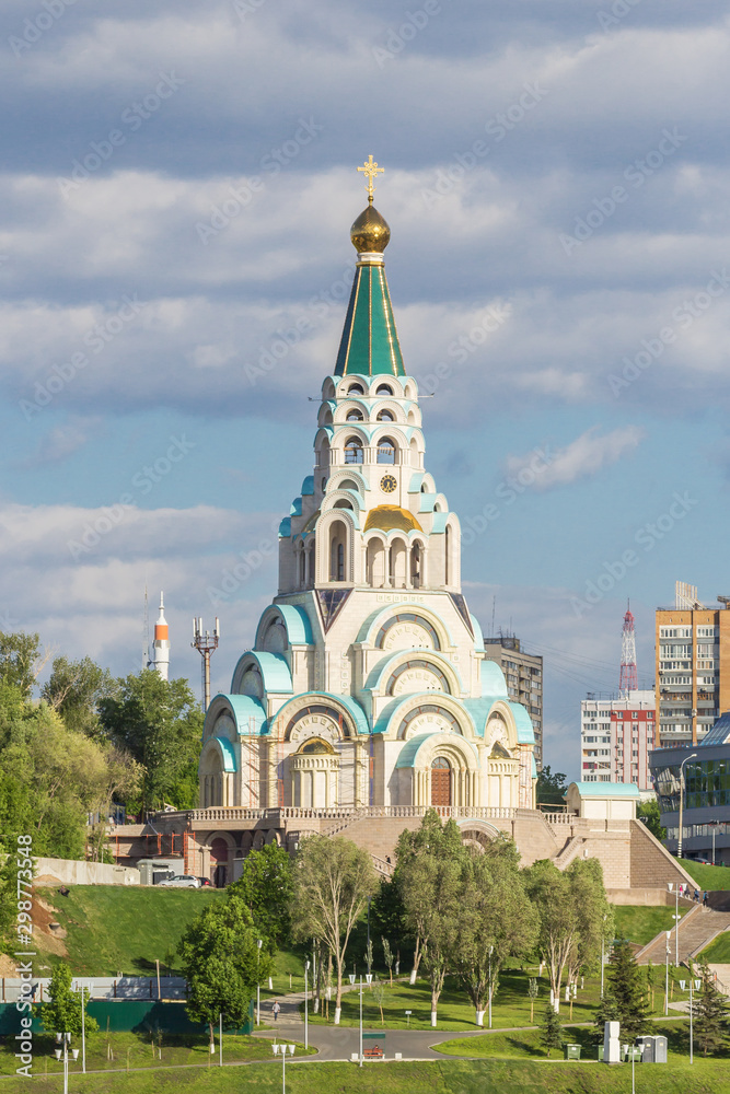 Cathedral in honor of Hagia Sophia on the Volga embankment in Samara, Russia