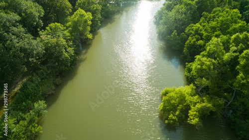 Flowing Texas Creek Aerial-Hill Country Creek