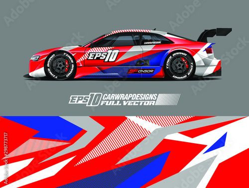 Car wrap decal designs. Abstract racing and sport background for racing livery or daily use car vinyl sticker. Vector eps 10.