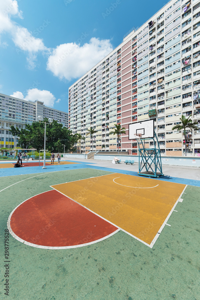Basketball Court in Public Estate in Hong Kong city